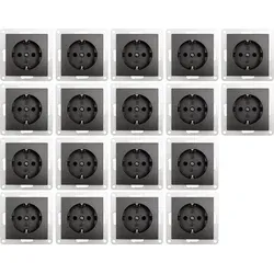 McPower ''Flair'' Schutzkontakt-Steckdose 250V/16A - 18er-Pack Schwarz - Steckdosen & Zubehör, elegantes Design in anthrazit für eine harmonische Integration in jeden Raum, inklusive Einsteckschutz für zusätzliche Sicherheit.