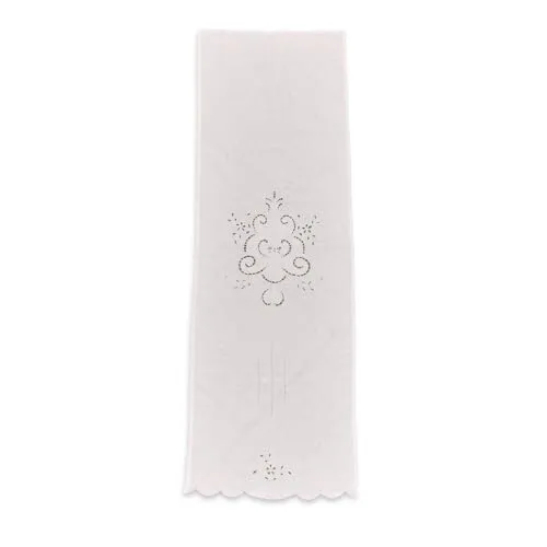 LOBERON Tischläufer Kara - Tischläufer aus reinem Leinen mit nostalgischen Lochstickereien und Wellenkante, ideal für romantische Tischdekoration und nachhaltig produziert.