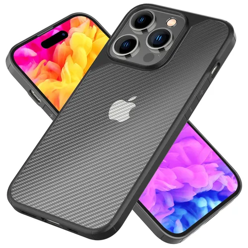 Hülle für iPhone 14 Pro Max - Carbon Look Case Halb-Transparent Matt Kratzfest