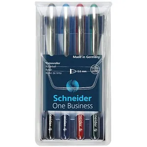 Schneider One Business Tintenroller 0,6 mm, Schreibfarbe: farbsortiert, 4 St.