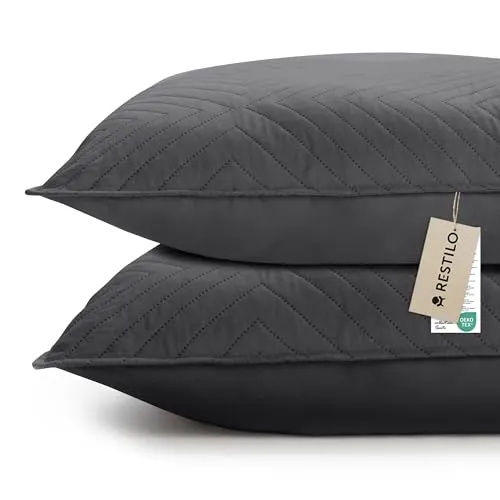RESTILO Kissenbezug 45x45 cm 2er Set Stahl Kissenhülle Dekorative Sofakissen Dekokissen Zierkissenbezug Ultrasonic Steppung weich für Sofa deko ideal für Wohnzimmer Schlafzimmer Softa
