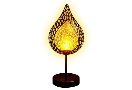 HAC24 LED Gartenleuchte Metall Tischleuchte Tischlampe Tisch Solarlampe, LED fest integriert, Warmweiß, LED-Kugel aus Craquelé-Glas Ø 6 cm