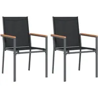 Gartenstühle 2er Set Schwarz aus Textilene und Stahl - Praktisches 2er Set Gartenstühle für den Außenbereich. Robuste Konstruktion aus Stahl und pflegeleichtem Textilene, ideal für entspannte Stunden im Garten.