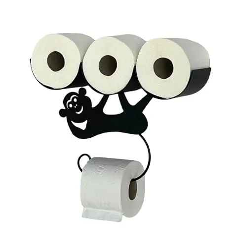 DanDiBo Toilettenpapierhalter Schwarz Matt mit Affen-Design - Wandmontierter Toilettenpapierhalter aus hochwertigem Metall, mit Platz für bis zu 6 Rollen und einem praktischen Affen-Design für spielerische Funktionalität.