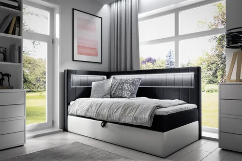 Boxspringbett Gästebett Kinderbett FABIAN Nr.3 80x200cm in schwarz von Fun Möbel