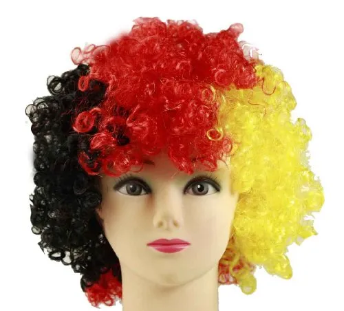 HAAC Perücke Afro Afroperücke Lockenkopf Lockenperücke Fanperücke schwarz rot gold Deutschland Fußball 2014