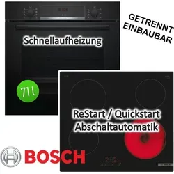BOSCH Herdset mit Backofen EcoClean und Glaskeramik-Kochfeld 60 cm