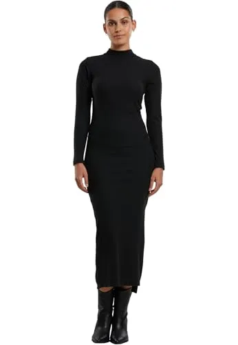 Urban Classics Damen Rib Longsleeve Mockneck Dress, Schwarz, XL EU - Elegantes Freizeitkleid mit figurbetontem Schnitt und feinem Mockneck, ideal für Büro und Freizeit. Angenehmer Tragekomfort durch weiche Materialmischung für optimale Bewegungsfreiheit.