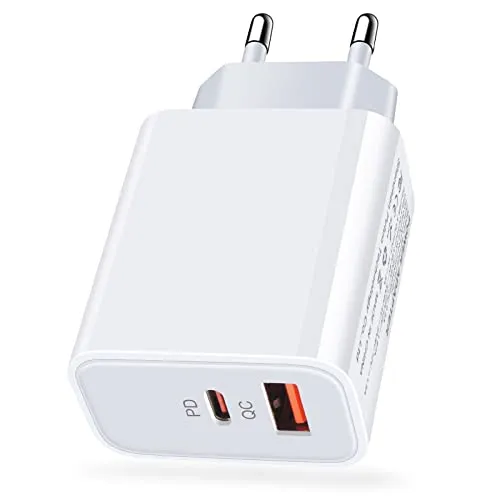 USB C Ladegerät 20W, 2Port PD&QC3.0 Typ C Handy Ladegerät Netzteil Stecker | USB C Ladestecker Schnellladegerät für Samsung Galaxy A57 A17 A37 A16 A56 A36 A55 A35 A54 A53 S26 S25 S24 S23 S22 S22 S21 S20