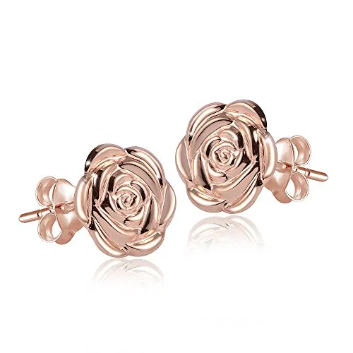 Materia Blumen Ohrstecker Rosegold 925 Silber groß SO-254-R - Ohrringe für Damen: Edle rosegoldene Blumen Ohrstecker aus 925 Sterling Silber, perfekt als Geschenk und mit hochwertiger Verpackung.