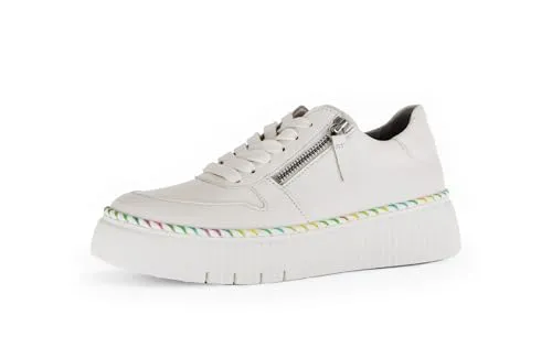 Gabor Leder-Sneakers in Weiß - 42 - Sneaker aus hochwertigem Glattleder mit Schnürung und seitlichem Reißverschluss für einfachen Einstieg. Ideal für stilvolle und bequeme Alltagslooks.