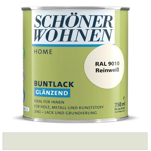 Schöner Wohnen Home Buntlack Reinweiß RAL 9010 Glänzend 750 ml