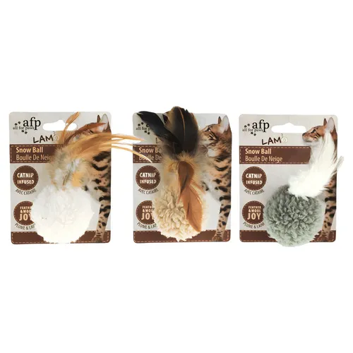 AFP Katzenspielzeug Lambswool Snow Ball mit Catnip, 5x5x3 cm, farblich sortiert
