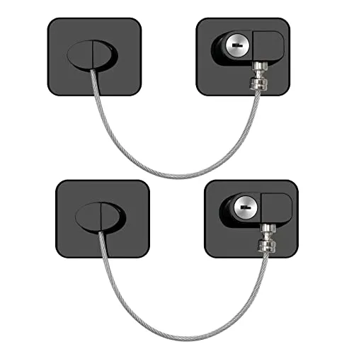 Kühlschrank Schloss mit Schlüssel ohne Bohren für Kinder und Haustier, Geeignet für Kühlschränke, Waschmaschinen, Schränke, Kleiderschränke, Toiletten, Weinkühler, Fenster 2 x