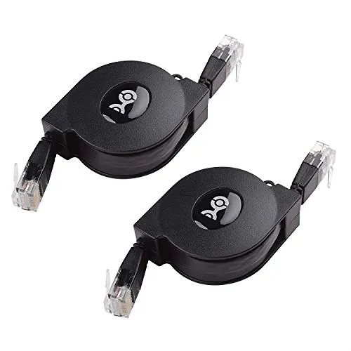 Cable Matters 2-Pack einziehbares Ethernet-Kabel (aufrollbares Lan Kabel, Cat 5e-Kabel), unterstützt 10/100/1000 Mbps Gigabit Einziehbares flaches Ethernet-Kabel