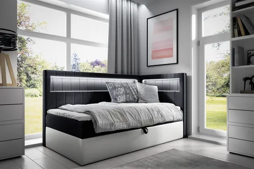 Boxspringbett Gästebett Kinderbett FABIAN Nr.3 100x200cm in schwarz von Fun Möbel