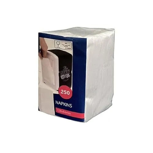 Zellstoff Servietten weiß 1/8 Falz, Tissueservietten 12 x 8,5 cm, für Bistro | Imbiss | Food Gastro | Tissue Gastronomie - kompatibel mit Cabanaz Spender (1 x 250 pieces (white, a bit thicker)) 250
