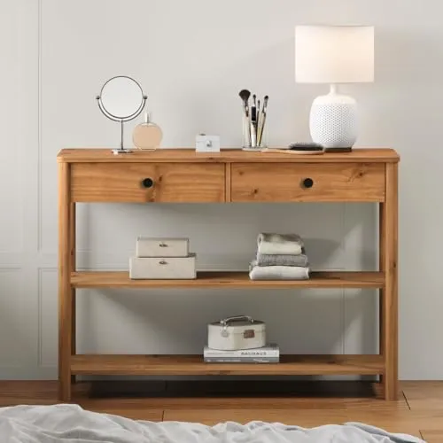 IDIMEX Konsolentisch APOANA - Konsolentisch aus massivem Kiefernholz mit 2 Schubladen, ideal für Flur und Wohnzimmer, bringt Wärme und Stil in Ihr Zuhause.