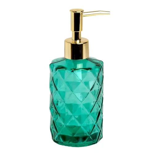 Intirilife Seifenspender aus Glas in Grün mit Karo Muster in grün von Intirilife