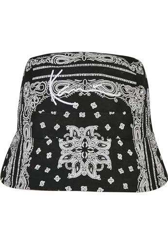 Karl Kani Accessoires KA223-026-1 Signature Paisley Reversible Bucket Hat Black/White/Dark Taupe, one Size