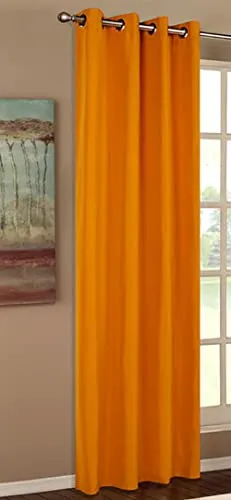 Gardinenbox Vorhang Blickdicht Schal Ösen lichtdurchlässig Gardine Microsatin Gewebe 145x140 Orange 20405
