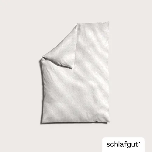Schlafgut Bettdeckenbezug Woven Satin Fade - Pflegeleichte Satin-Bettwäsche - Bettwäsche in Weiß und Taupe mit Farbverlauf, 135-140x200 cm, atmungsaktiv und schadstoffgeprüft, ideal für einen erholsamen Schlaf.