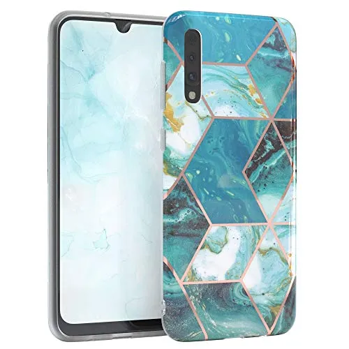 EAZY CASE Handyhülle Silikon mit Kameraschutz kompatibel mit Samsung Galaxy A30s / A50 / A50s, im Marmor Design, Marmor Motiv Hülle, Ultra dünn, Slimcover, Silikonhülle, Backcover, Grün