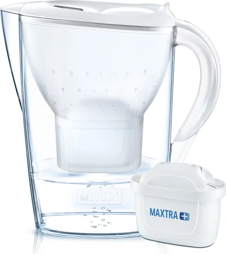 Wasserfilter-Kanne Marella weiß - Optimaler Kalkschutz für frisches Wasser - Wasserfilter-Kanne mit MAXTRA+ Kartusche, reduziert Kalk und unerwünschte Stoffe für volles Aroma in Tee und Kaffee, schützt Haushaltsgeräte und ist spülmaschinengeeignet.