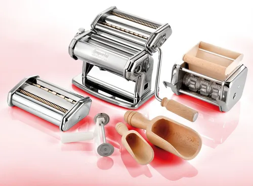 Imperia Nudelmaschine – La Fabrica della Pasta, silberfarben - Manuelle Nudelmaschine aus hochwertigem Edelstahl, ideal für Pasta-Liebhaber, die frische Nudeln selbst herstellen möchten.