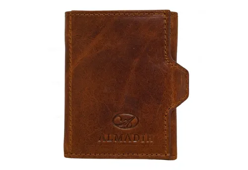 ALMADIH Mini Geldbörse Leder SP4 Portemonnaie Herren mit RFID Slim Wallet Mini Geldbörse