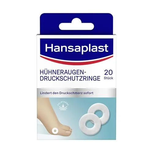 Hansaplast Hühneraugenringe (20 Stück) - Hühneraugen- & Hornhautpuffer, bieten sofortige Schmerzlinderung und sind aus extra weichem Filz für höchsten Komfort.