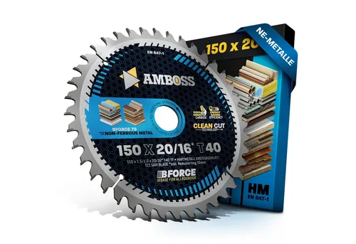 HM Kreissägeblatt 150x20 für Aluminium - Z40 Trapez-Flachzahn - Kreissägeblätter für Aluminium, optimales Sägeblatt mit geringer Schnittbreite für längere Akkulaufzeit, passend für viele Handkreissägen und Gehrungssägen.