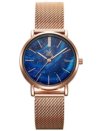 Alienwork Damen-Armbanduhr Quarz rose-gold - Elegante Armbanduhr aus Edelstahl mit ultra-flachem Design (nur 8 mm), ideal für modebewusste Frauen. Perfekt für alle Anlässe, von lässig bis schick.