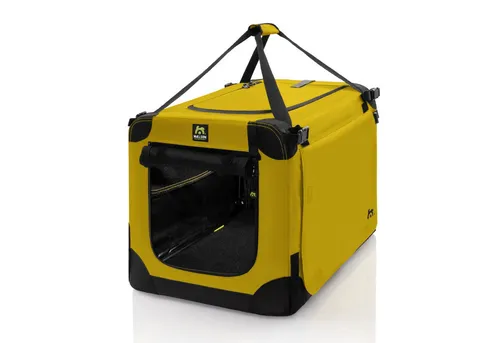 MAELSON Hunde-Transportbox Soft Kennel Safran Gelb, 82 cm – Faltbare und robuste Transportbox - Die hochwertige, faltbare Hunde-Transportbox bietet zuverlässigen Schutz und Komfort für Ihren Hund. Mit wasserabweisendem Nylon und aufrollbaren Rollos ist sie ideal für Reisen und als Rückzugsort zu Hause.