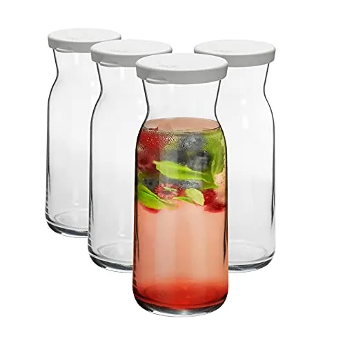 Argon Tableware Brokka -Glas -Karafes Mit Silikondeckel - 700ml - Pack Von 4 - Klar