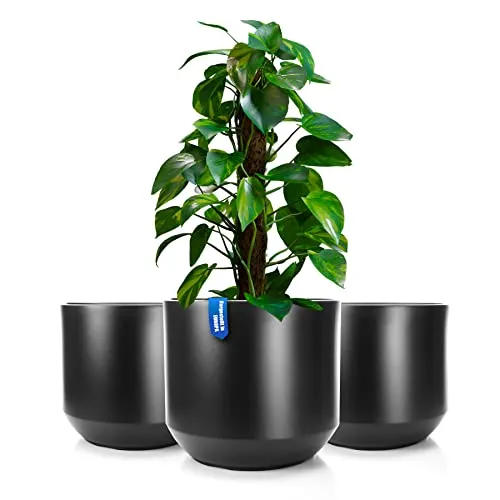 BigDean 3X Blumentopf Style ø 40 cm anthrazit - Garten-Zubehör mit herausnehmbarem Innentopf für einfache Reinigung und Pflanzwechsel. Wetterfest und robust, ideal für Innen- und Außenbereich.