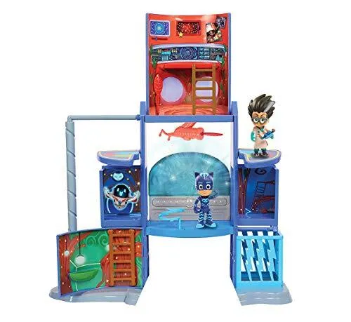 Simba PJ Masks Hauptquartier Mission Control Spielset - mit Catboy und Romeo Figur, aufklappbar mit Licht und Sound für aufregenden Spielspaß