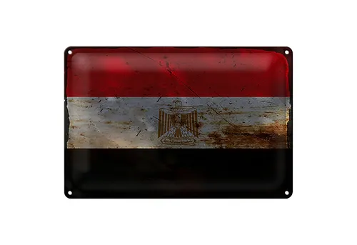 Roomando Metallschild Flagge Ägypten 18x12cm Flag of Egypt Rost