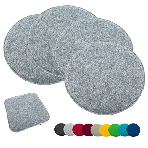 heimtexland ® 4er Pack Sitzkissen Filz – Rund und Strapazierfähig - Stuhlkissen aus 100% pflegeleichtem Polyester, ideal für drinnen und draußen. Mit 2 cm Polsterung für hohen Sitzkomfort und in trendigen Farben erhältlich.