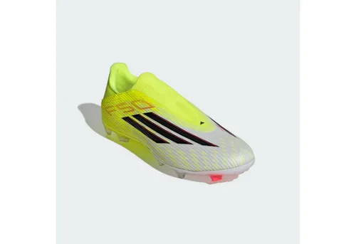 Adidas F50 LEAGUE LL FG/MG - Gelbe Fußballschuhe - Die F50 League Laceless Fußballschuhe bieten mit ihrem leichten Fiberskin-Obermaterial und der Sprintframe Außensohle optimalen Komfort und Grip für schnelles Spiel auf festem Boden.