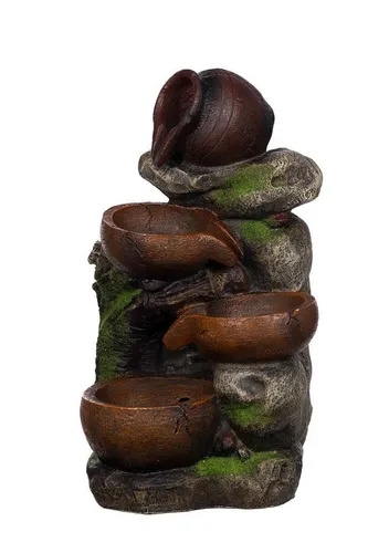 BIRENDY Dekofigur Brunnen Steine mit 3 LEDs G53-17085