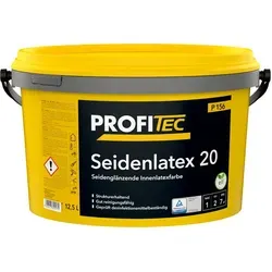 PROFITEC Seidenlatex 20 P156 5 L Weiß - Seidenglänzende Innenfarbe mit desinfektionsmittelbeständigen Eigenschaften, ideal für sensible Bereiche und Lebensmittel-Lagerräume. Perfekt für Renovierungen im Wohn- und Arbeitsbereich.