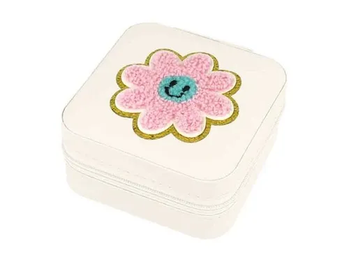 SCHMUCKKASTEN SCHMUCKBOX BLUME BEIGE - 10 X 10 CM NEU