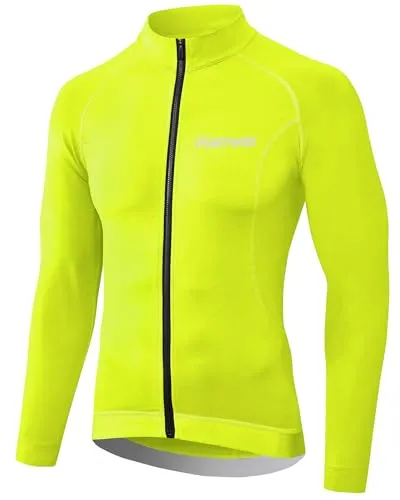 MEETWEE Thermo Herren Radtrikot Langarm, Fahrradbekleidung Fahrrad Trikot T Shirt für Männer, Atmungsaktive Cycling Jersey Schnell Trocknen Radsport Bekleidung