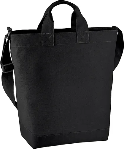 BagBase BG673 | Canvas Day Bag Umhängetasche | 38 x 40 x 14 cm - Farbe: Black - Größe: 38 x 40 x 14 cm