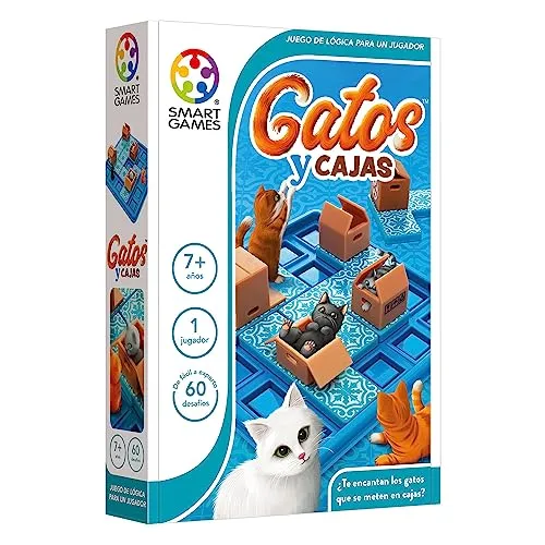 SmartGames – Katzen und Boxen | Reise-Brettspiele | Puzzle | Spielzeug 60 Herausforderungen | für Kinder von 7 Jahren