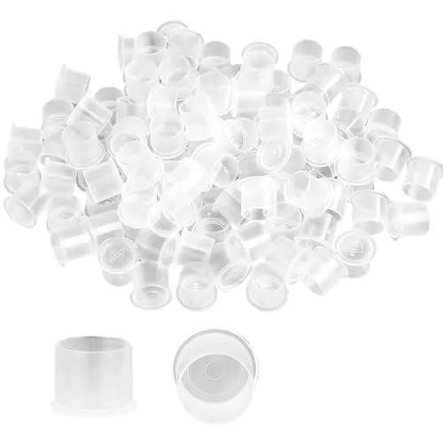 Stück Tattoo Tintenbecher,Tattoo Farbe,Kleine Pigmentbecher,Einweg Farbbehälter,Professionelle Tattoo Farbkappen,Kunststoffe Tattoo Kappe Inks Cups,Transparent für Profis und Hobby-Tätowierer 100