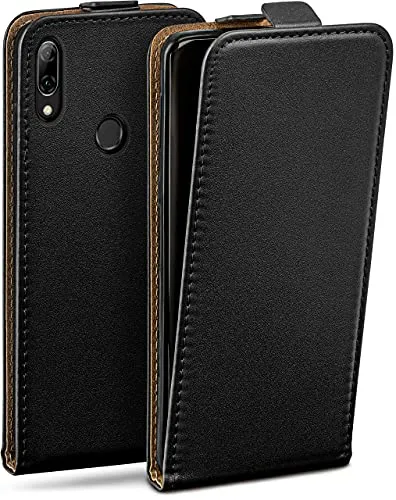 Produktbild moex Flip Case für Huawei P smart 2019 Hülle klappbar mit 360 Grad Schutz, Handyhülle mit Displayschutz, PU Leder Handytasche Lederhülle, Flip Case Cover Klapphülle, Schwarz