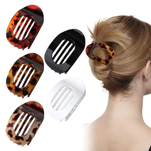 Produktbild Stück Haarspangen Damen Dünnes Haar,Flache Haarspange Motte Claw,Haarklammern für Dünnes Haar Damen,Haarklammern für Dünne Haare Set,Haarspangen Damen Clip (5 Mit Muster) 5