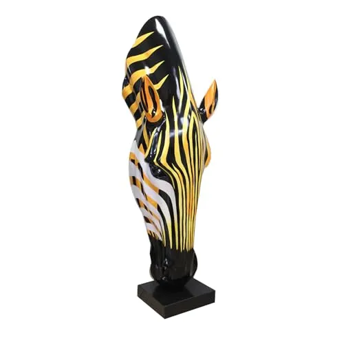 GILDE ZEBRAKOPF Skulptur - Moderne Deko in Orange und Schwarz - Figuren & Skulpturen, beeindruckende 50 cm hohe Kunstharz-Skulptur für stilvolle Innenräume, perfekt als Blickfang im Wohnzimmer oder Schlafzimmer.